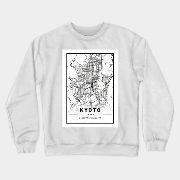 Kyoto Light City Map Crewneck Sweatshirt by tienstencil